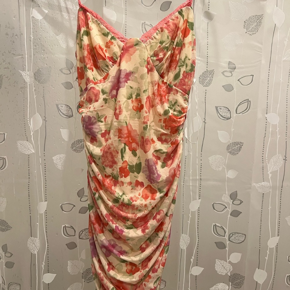Princess Polly mini dress romantic floral with pink lace